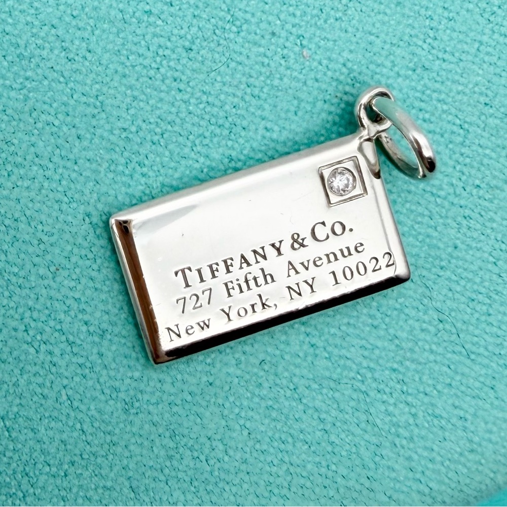 Tiffany & Co. euc fifth avenue envelope diamond charm in sterling silver